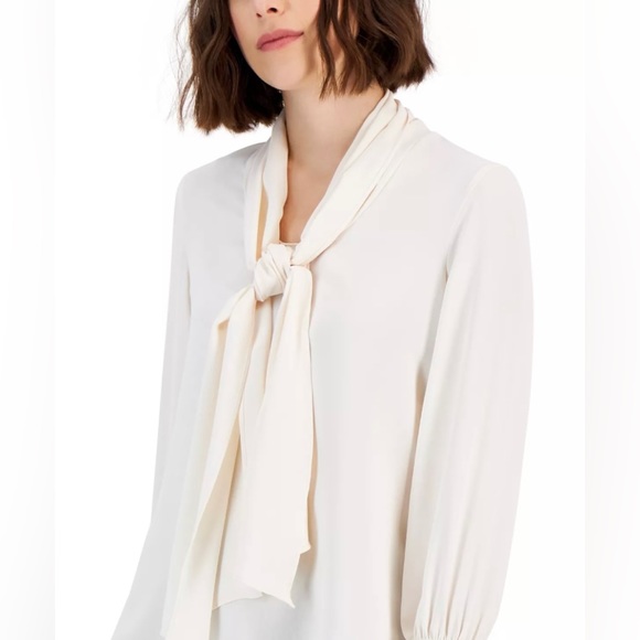 ✨Anne Klein Smocked-Cuff Tie-Neck Blouse✨ NWT - Picture 5 of 15